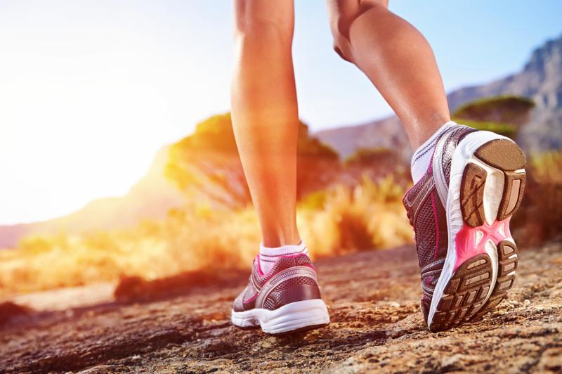 woman in walking shoes